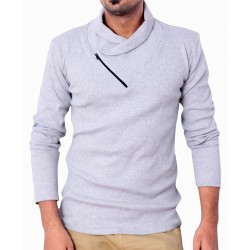 Grey Pannel Zipper Sweat Shirt
